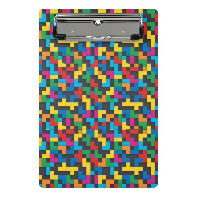 Retro Tetris Blocks Seamless Pattern Mini Clipboard (Front)