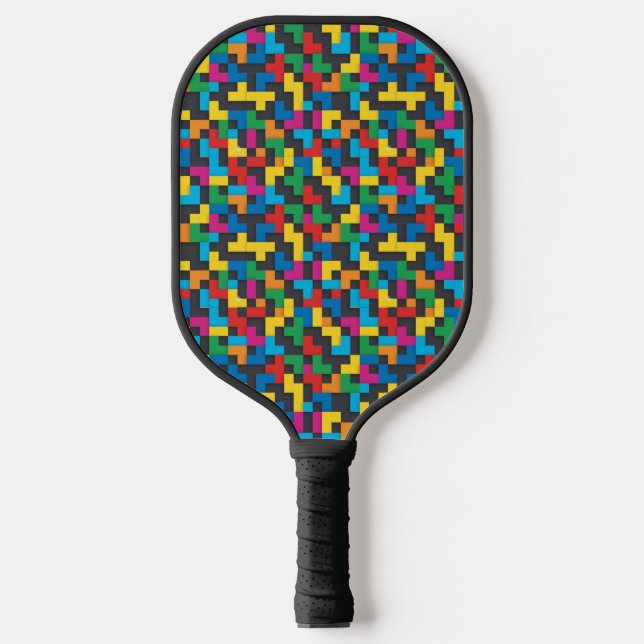Retro Tetris Blocks Seamless Pattern Pickleball Paddle (Front)