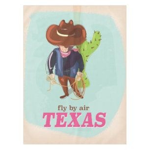 Retro Texas cowboy travel poster Tablecloth