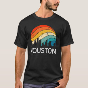Retro Texas Houston Skyline Vintage Urban Skyscrap T-Shirt