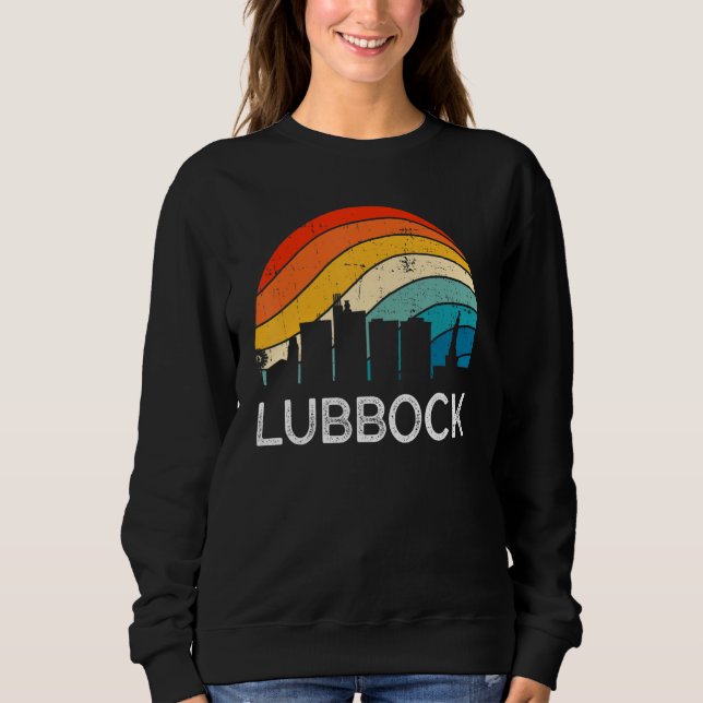 Retro Texas Lubbock Skyline Vintage Urban Skyscrap Sweatshirt (Front)
