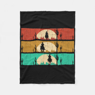 Retro Texas Rodeo Western Horseback Riding Line Da Fleece Blanket