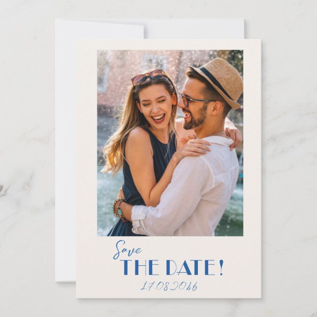 Retro Text and Photo Wedding save the date (Front)