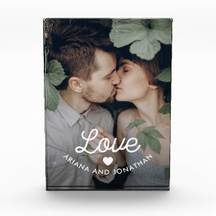 Retro Text Love with a Heart Photo Block
