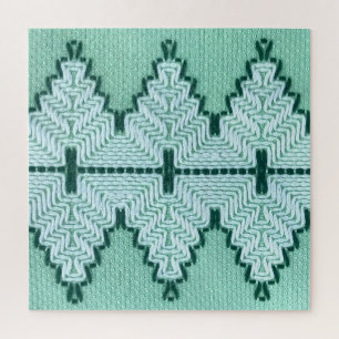 Retro textile yarn couching, graphic pulse. jigsaw puzzle