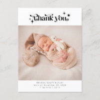 Retro Thank You Baby Photo Birth Announcement