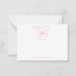 Retro thank you card, pink and girly, baby shower  card