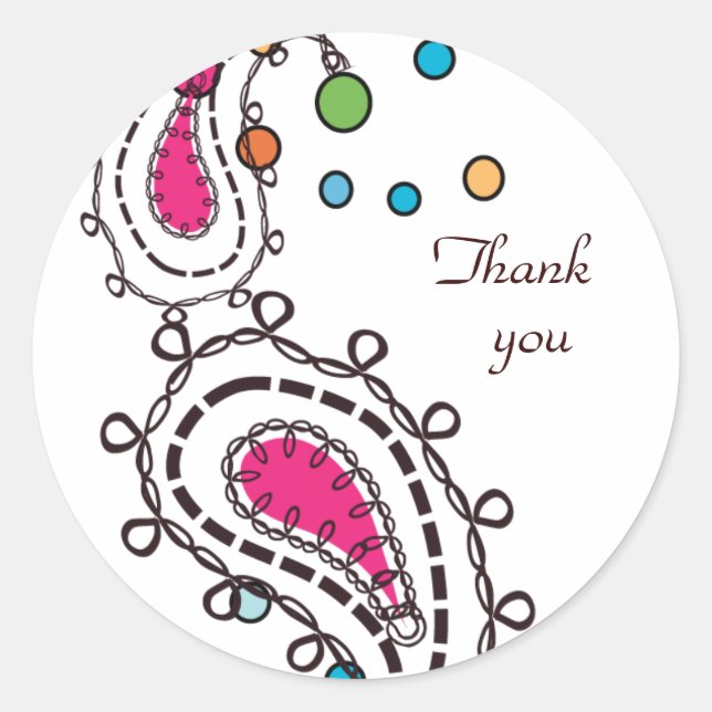 Retro Thank You Classic Round Sticker (Front)