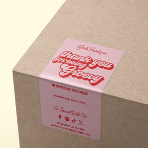 Retro Thank You For Purchase Groovy Pink & Red