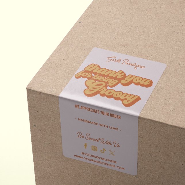 Retro Thank You For Purchase Groovy Terracotta (Creator Uploaded)