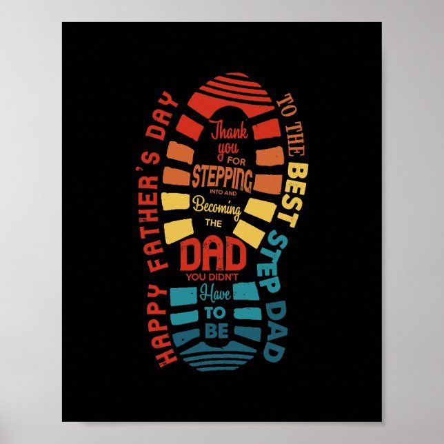 Retro Thank You For Stepping Into Step Dad Happy Poster (Front)