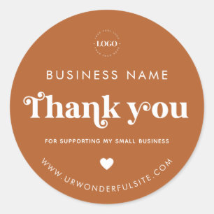 Retro Thank you for Supporting Small Business Logo Classic Round Sticker