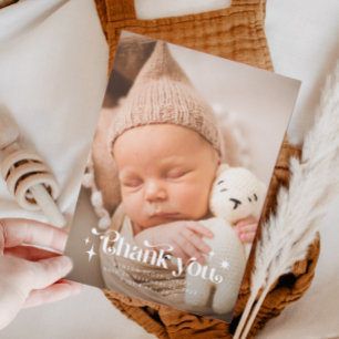 Retro Thank You Overlay Photo Birth Announcement