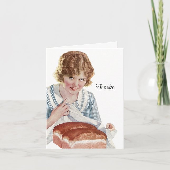 Retro Thank You Thanks For The Dough Bread Card (Front)