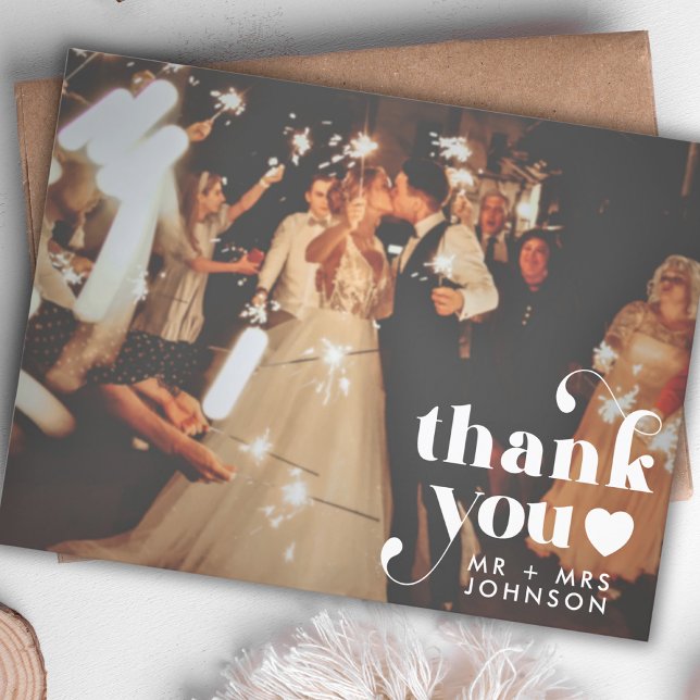 Retro Thank You Wedding Photo Postcard (Creator Uploaded)