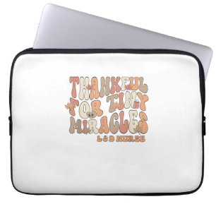 Retro Thankful For Tiny Miracles Thanksgiving Labo Laptop Sleeve