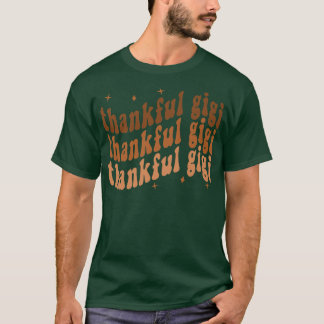 Retro Thankful Gigi Cheetah Gigi Life Fall Thanksg T-Shirt