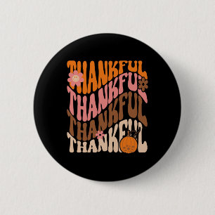Retro Thankful Love Fall Thanksgiving Groovy Pumpk 6 Cm Round Badge