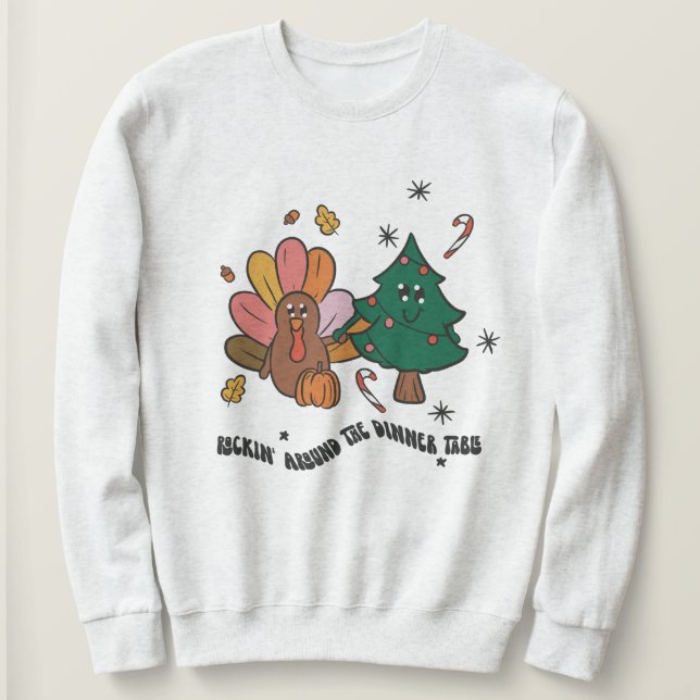 Retro Thanksgiving Christmas  Sweatshirt (Design Front)