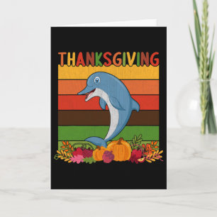 Retro Thanksgiving Decor Dolphin Lovers Thanksgivi Card