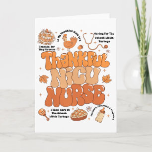 Retro Thanksgiving Nicu Nurse Autumn Thankful Nicu Card