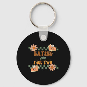 Retro Thanksgiving Pregnancy Fall Eating Pie For T Key Ring