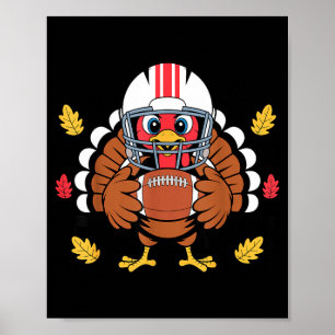 Retro Thanksgiving Turkey Football Toddler Boys Ki Poster