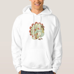 Retro Thanksgiving Turkey - Vintage Floral Hoodie