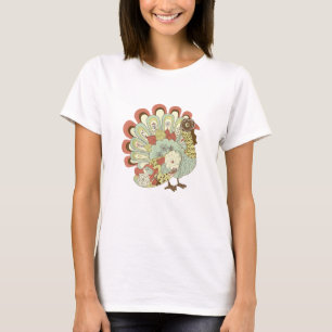 Retro Thanksgiving Turkey - Vintage Floral T-Shirt