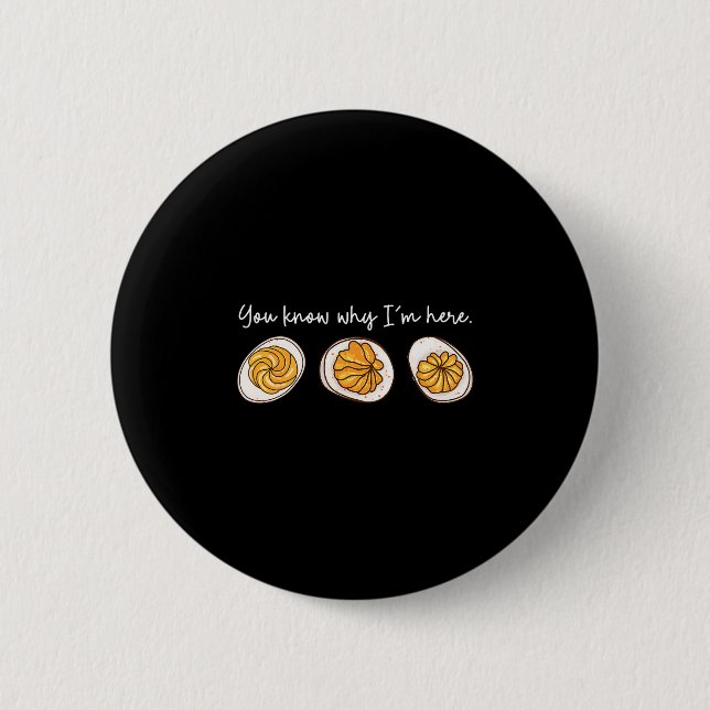 Retro Thanksgiving You Know Why I'm Here Deviled E 6 Cm Round Badge (Front)