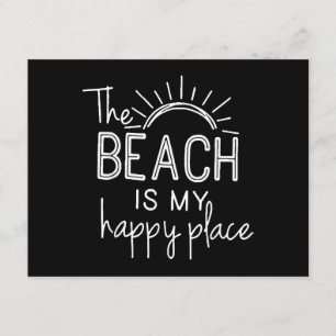Retro The Beach is My Happy Place Funny Summer Bea Enclosure Card
