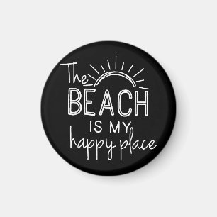 Retro The Beach is My Happy Place Funny Summer Bea Magnet