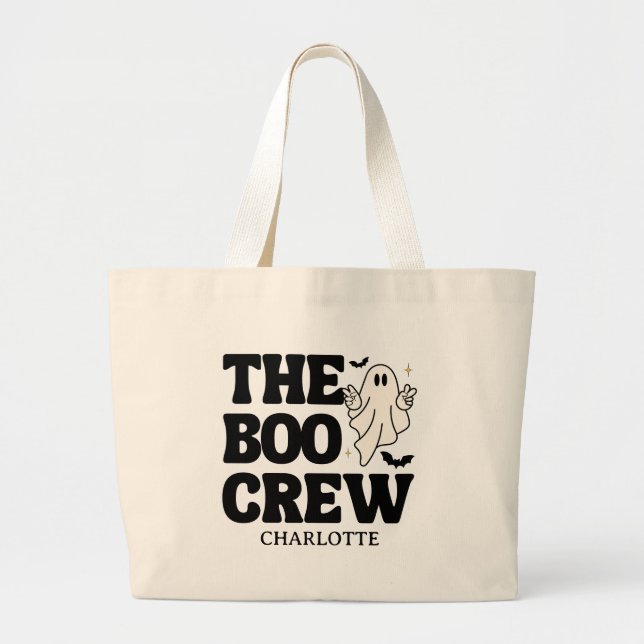  Retro The Boo Crew Spooktacular Halloween Large Tote Bag (Front)