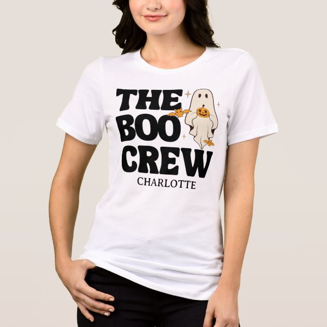 Retro The Boo Crew Spooky Halloween Tri-Blend Shirt (Front)