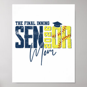 Retro The Final Inning Senior Softll Mom, Cl Of 20 Poster