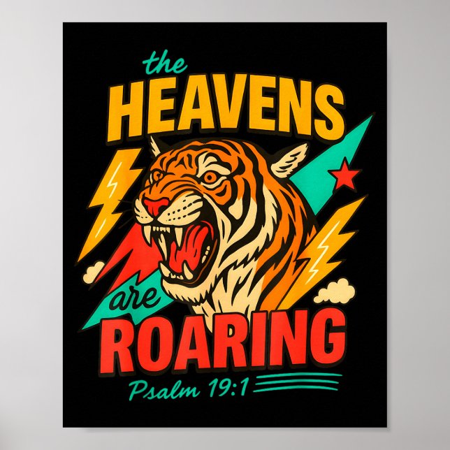 Retro The Heavens Are Roaring Believer Bible Verse Poster (Front)