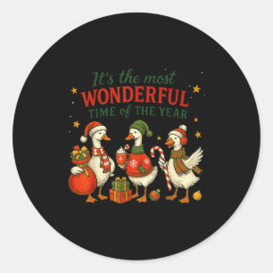 Retro The Most Wonderful Time Of The Year Christma Classic Round Sticker