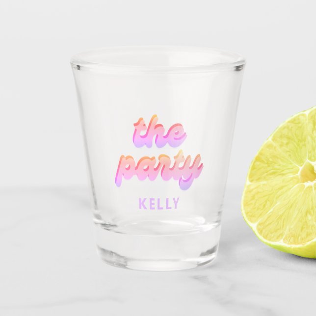 Retro 'The Party' Bachelorette Favours  Shot Glass (Front)
