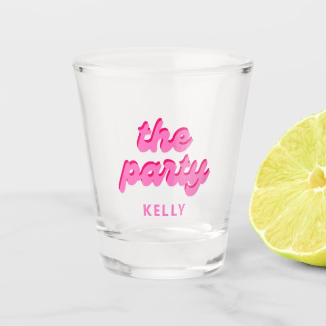 Retro 'The Party' Bachelorette Favours  Shot Glass (Front)