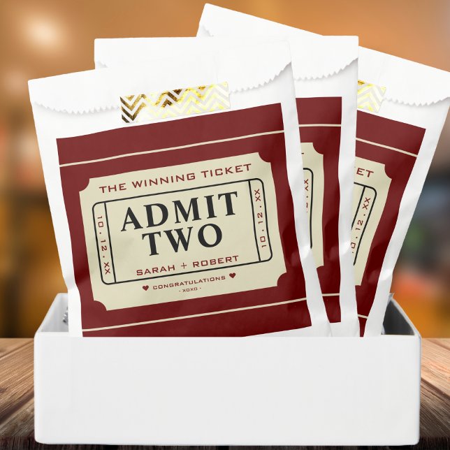 Retro The Winning Ticket Stub Admit Two Wedding Favour Bags (Retro The Winning Ticket Stub Admit Two Wedding Favor Bag)