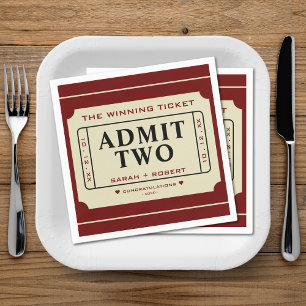 Retro The Winning Ticket Stub Admit Two Wedding Napkin