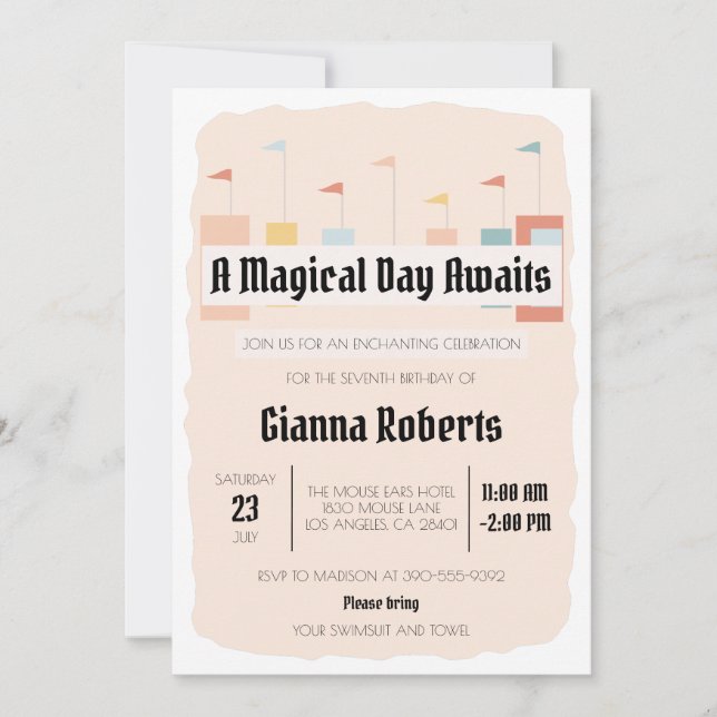 Retro Theme Park, Vintage Carnival Birthday Invitation (Front)