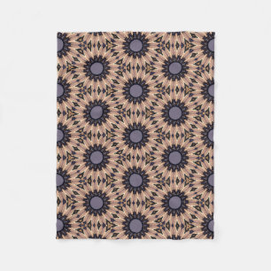 Retro-Themed Bold Gray & Brown Blooms Fleece Blanket