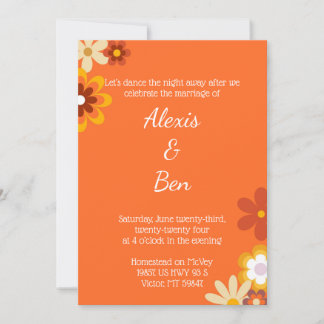 Retro Themed Invitation 70s Flower Power