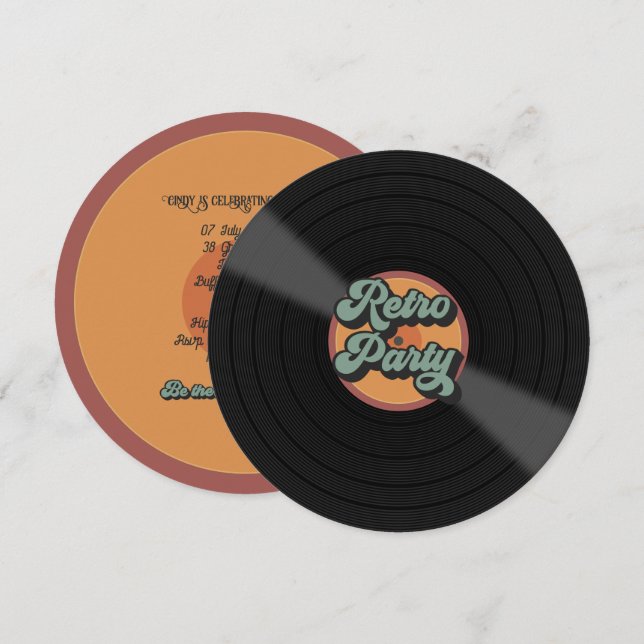 Retro Themed Party Personalised Invitation (Front/Back)