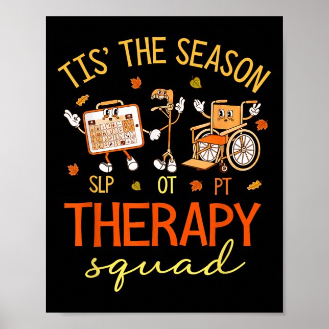 Retro Therapy Squad Slp Ot Pt Team Fall Autumn Phy Poster (Front)