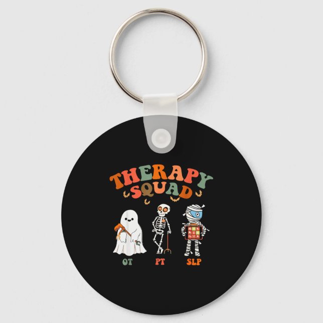 Retro Therapy Squad Slp Ot Pt Team Halloween Funny Key Ring (Front)