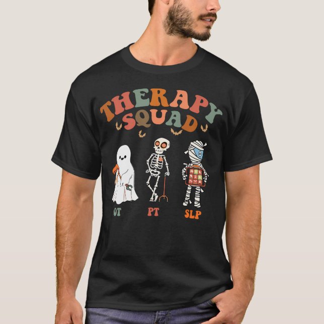 Retro Therapy Squad Slp Ot Pt Team Halloween Funny T-Shirt (Front)