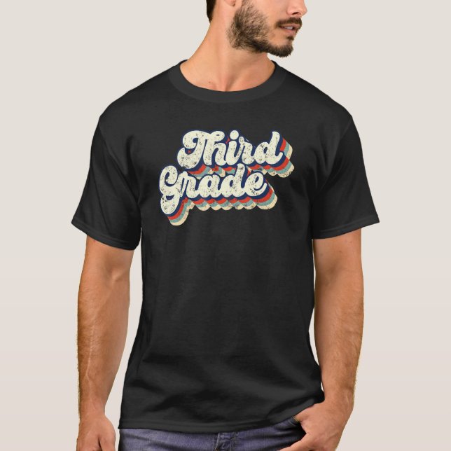 Retro Third Grade 3rd Grade Teacher Student Back T T-Shirt (Front)