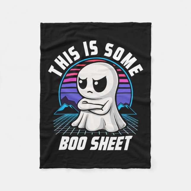 Retro This Is Some Boo Sheet Cute Ghost Halloween  Fleece Blanket (Front)